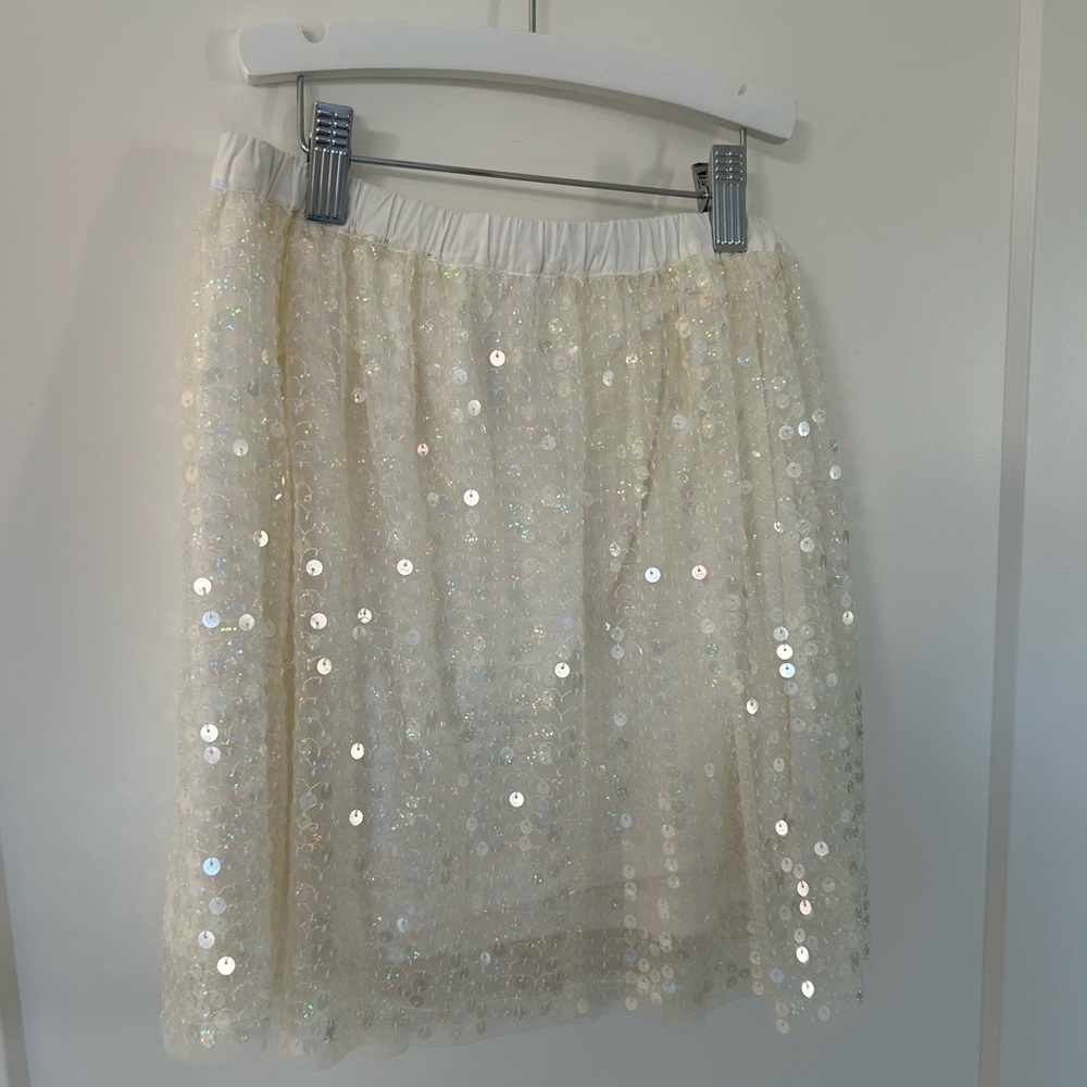 Cream Sequin Skirt